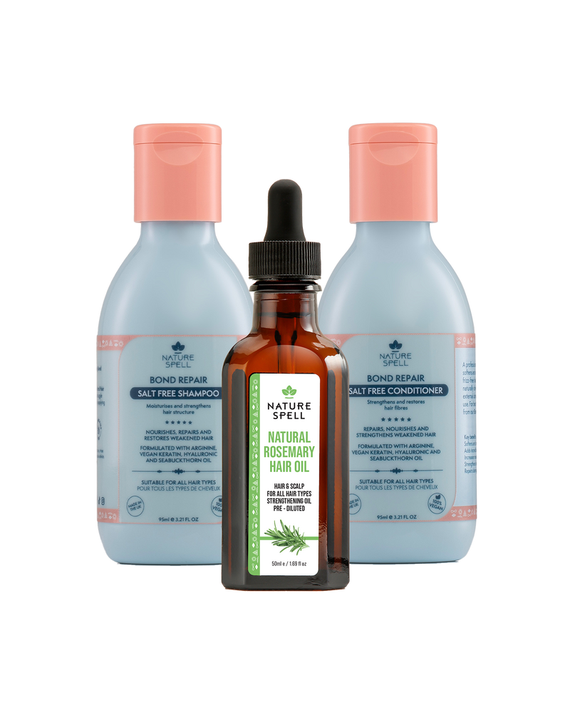 Bond Repair Trio - Rosemary Oil with Bond Repair Shampoo & Conditioner Travel Size