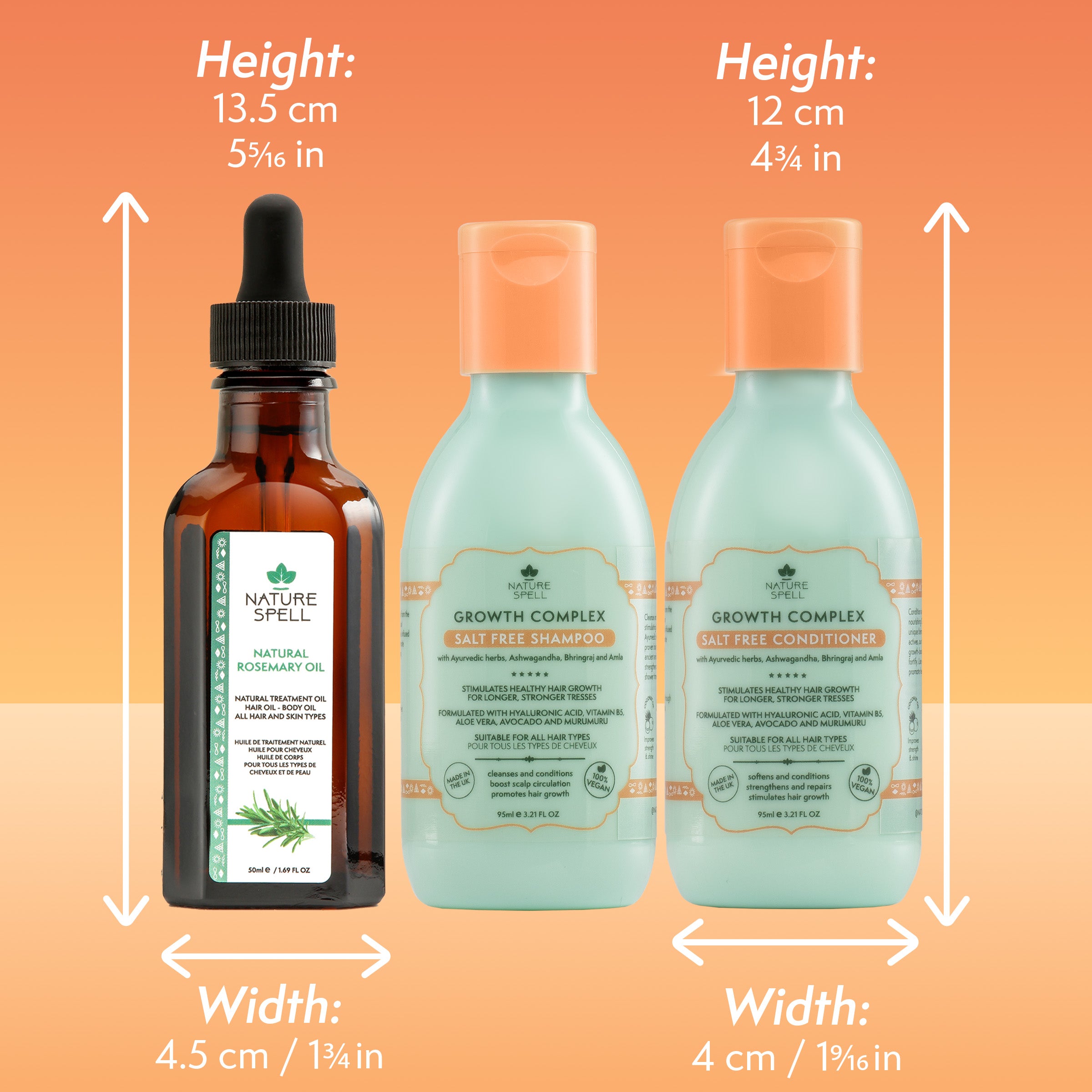 Growth Complex Trio – Rosemary Oil with Growth Complex Shampoo & Conditioner Travel Size