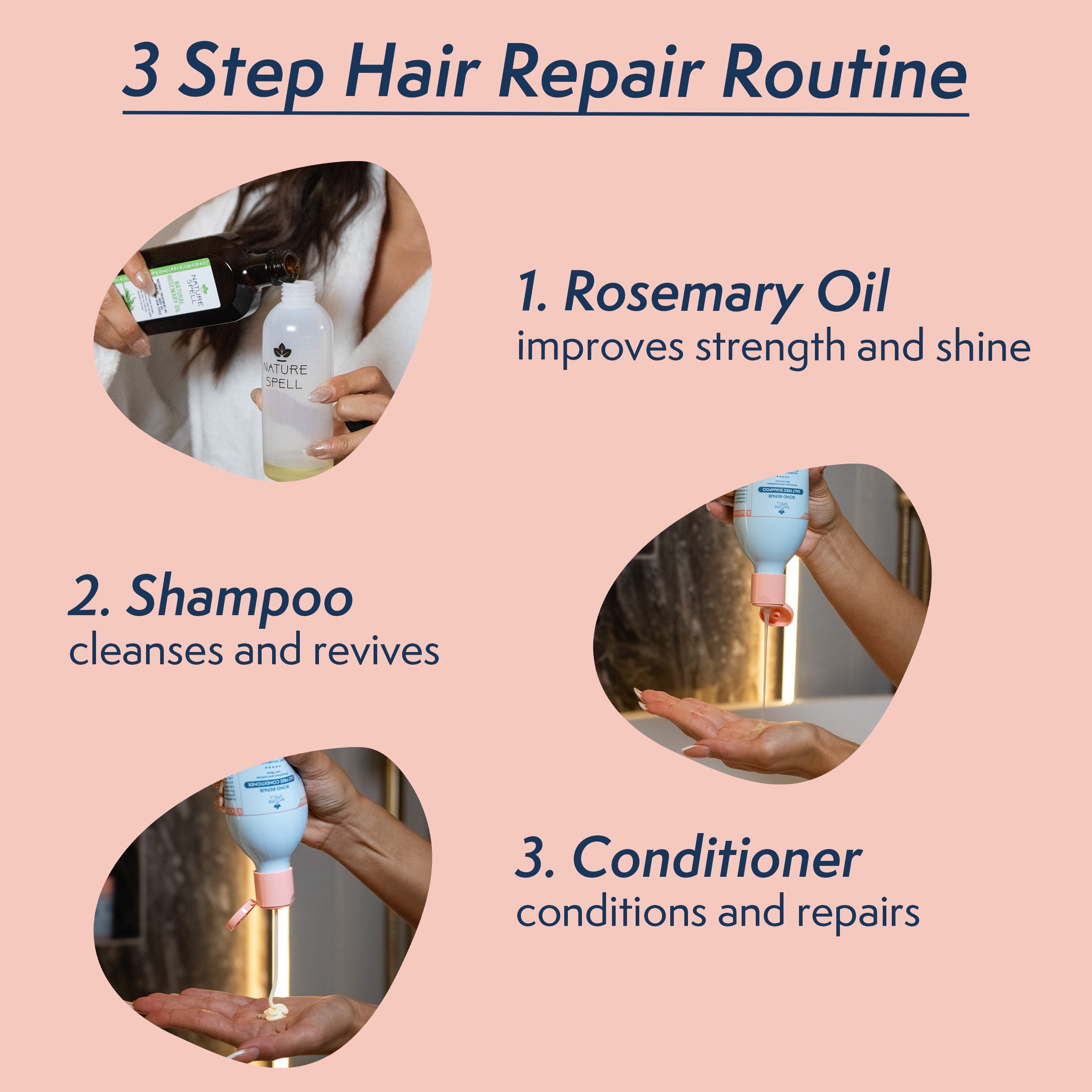 Bond Repair Trio - Rosemary Oil with Bond Repair Shampoo & Conditioner Travel Size