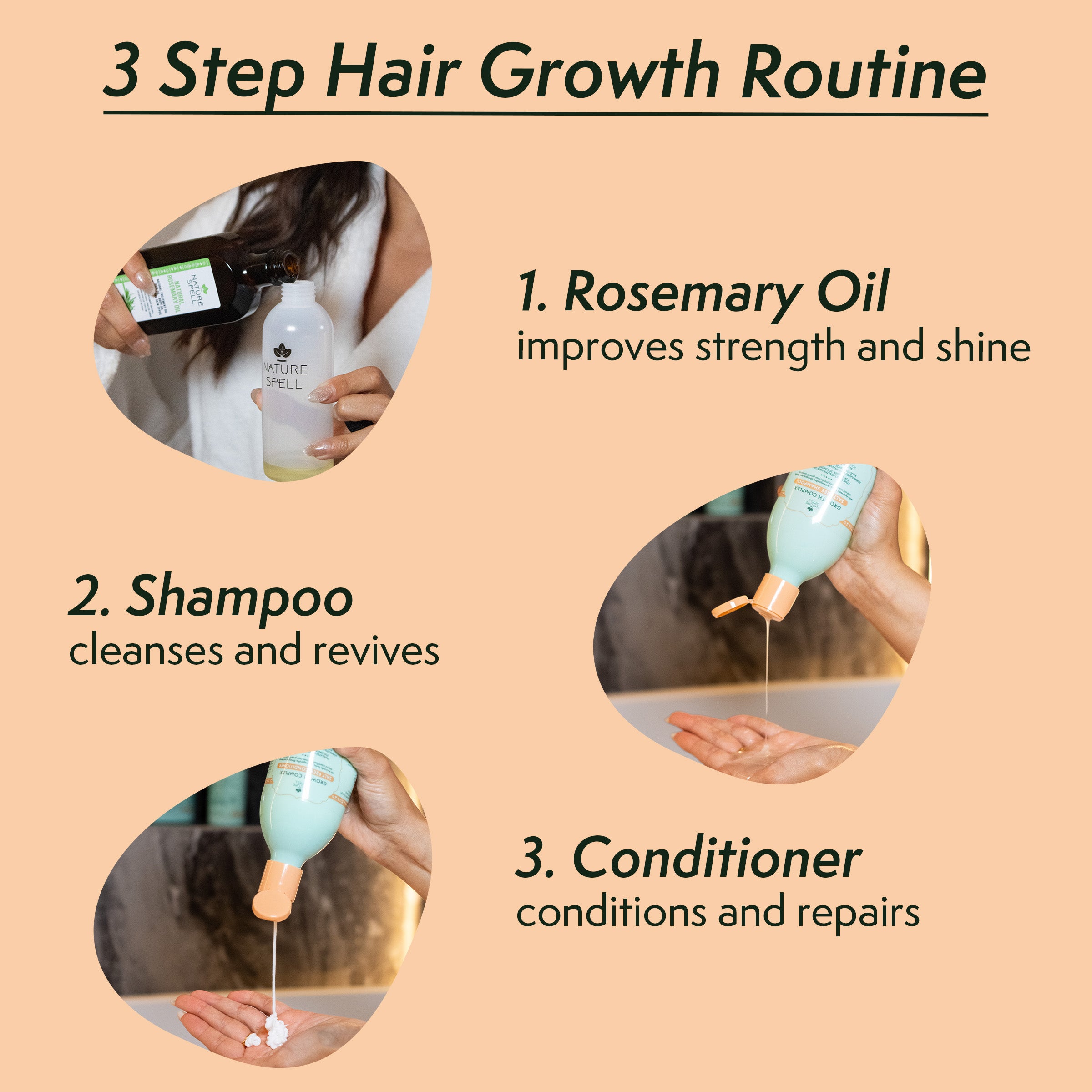Growth Complex Trio – Rosemary Oil with Growth Complex Shampoo & Conditioner Travel Size