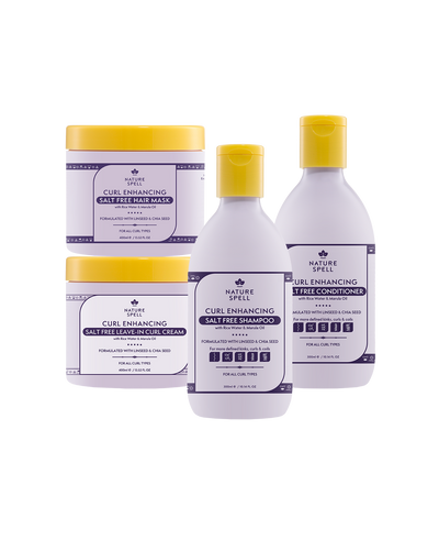 curl enhancing haircare ritual - shampoo, conditioner, hair mask, leave in curl cream